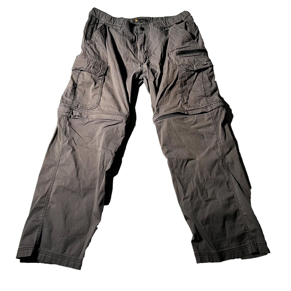 BC Clothing Co Convertible Cargo Pants Mens 32 Brown Cotton Stretch Straight Leg